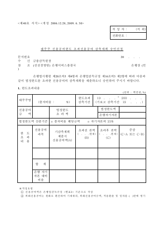 대주주신용공여한도 초과신용공여감축계획 승인신청서