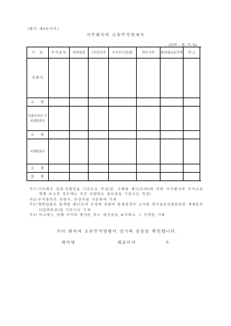 지주회사의 소유주식명세서