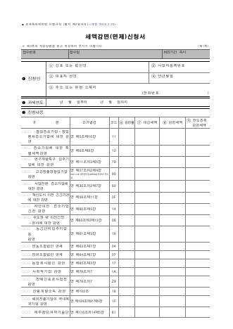 세액감면(면제)신청서 [조세특례제한법 시행규칙 서식2]