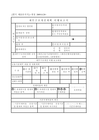 재무구조개선계획 이행보고서 [조세특례제한법 시행규칙 서식22]