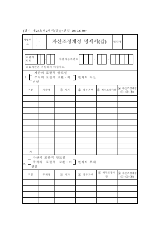 자산조정계정 명세서 [조세특례제한법 시행규칙 서식23의2]