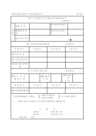 재무구조개선(자구)계획이행상황명세서 [조세특례제한법 시행규칙 서식25]