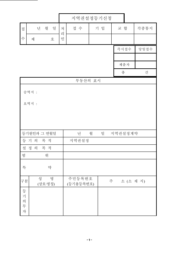 지역권설정등기신청