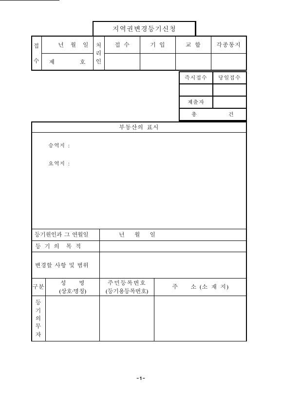 지역권 변경 등기 신청