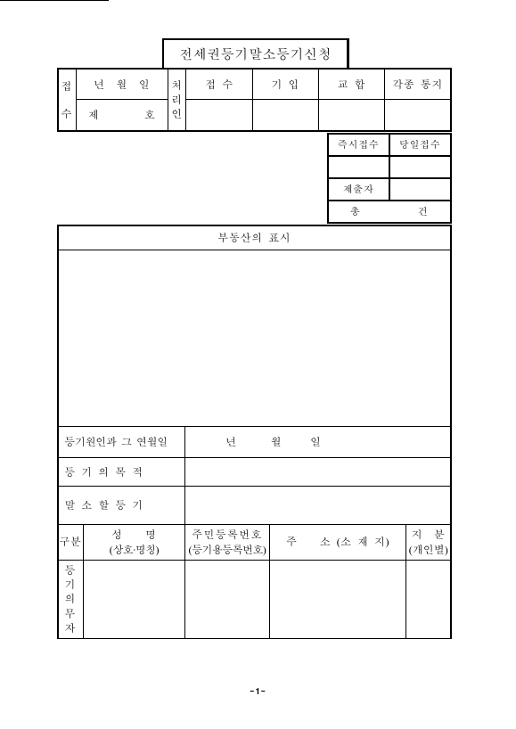 전세권말소등기신청