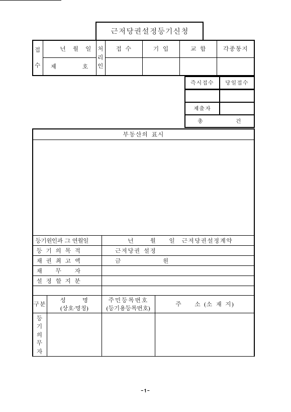 근저당권설정등기신청(구분건물)