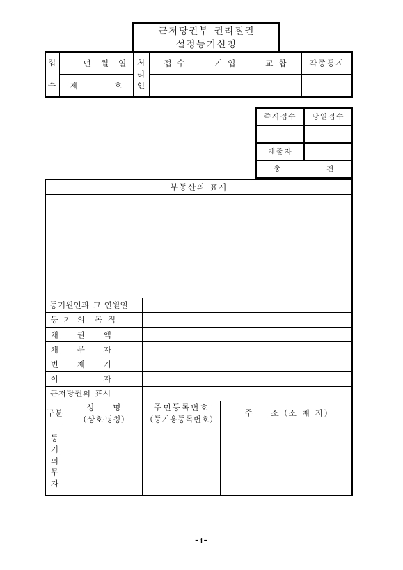 근저당권부 질권 설정 등기 신청