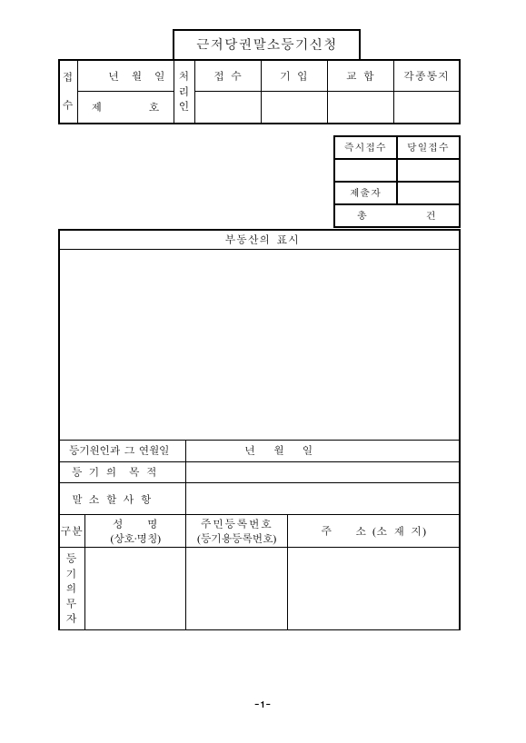 해지에 의한 근저당권 말소 등기 신청 (구분 건물)