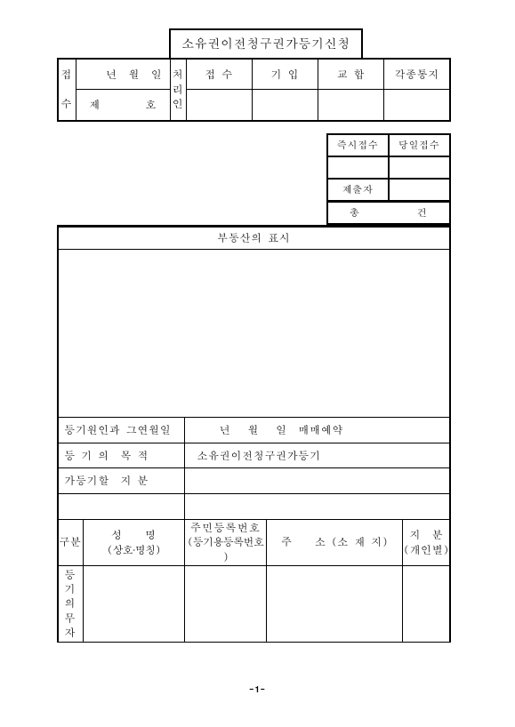 소유권 이전 청구권 가등기 신청