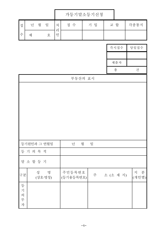 소유권이전청구권가등기말소등기신청