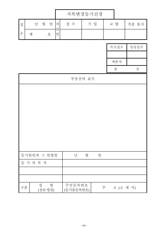 지목변경등기신청