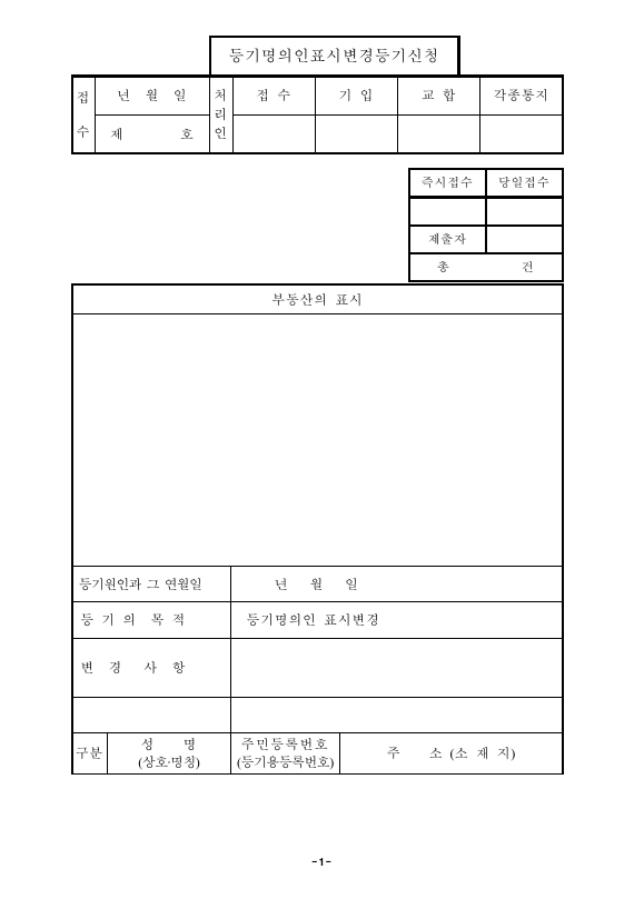 전거에의한등기명의인표시변경등기신청(구분건물)