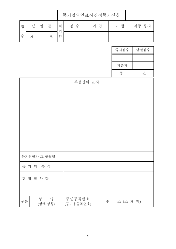 신청착오에의한등기명의인표시경정등기신청