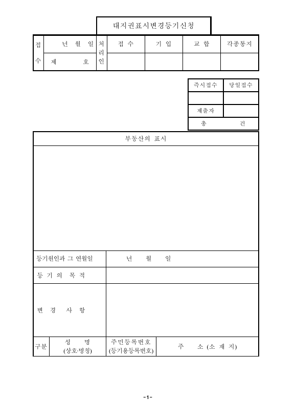 대지 사용권 이전에 따른 대지권 표시 등기