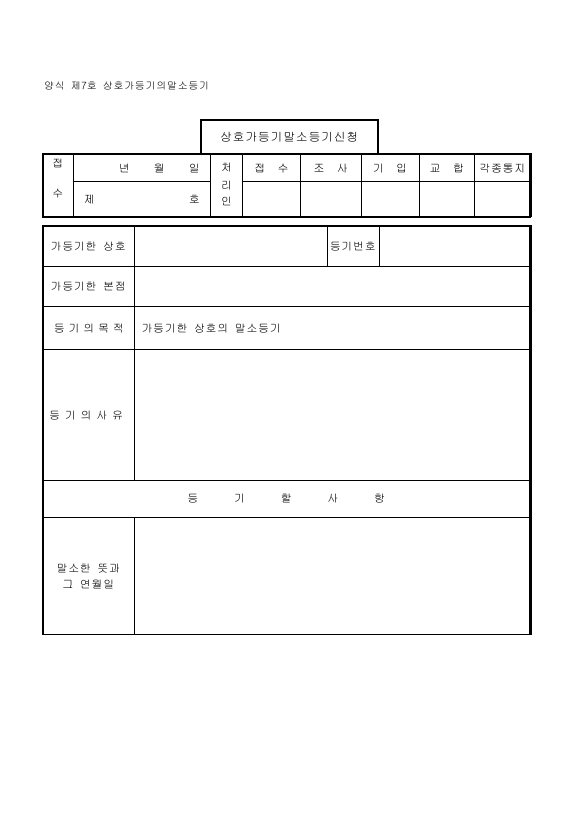 상호가등기의말소등기