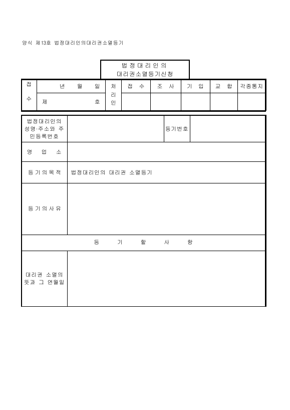 법정 대리인의 대리권 소멸 등기