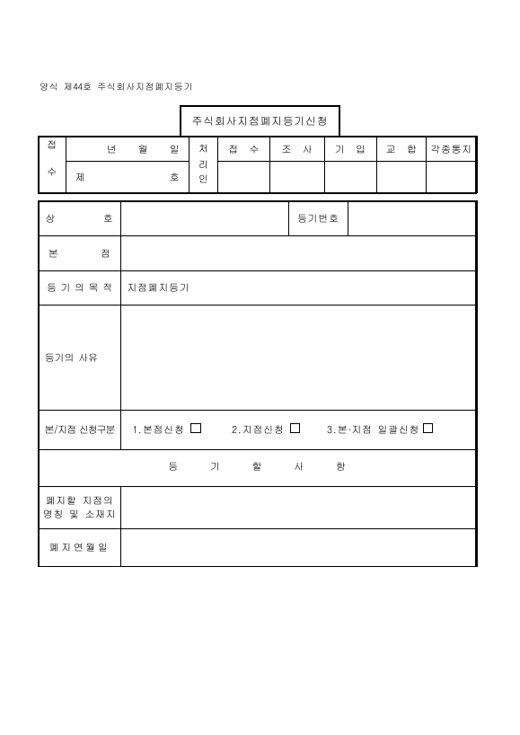 주식회사지점폐지등기