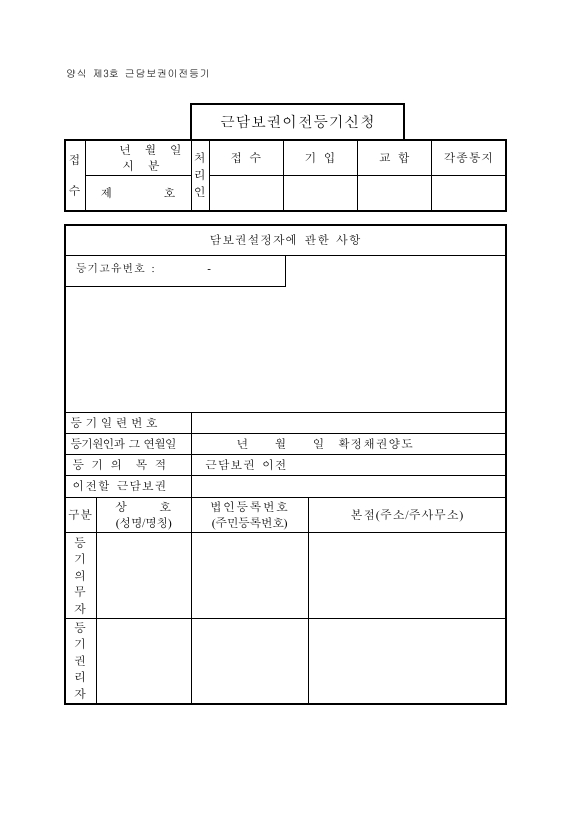 근담보권이전등기신청