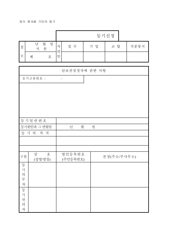 기타의 등기 신청