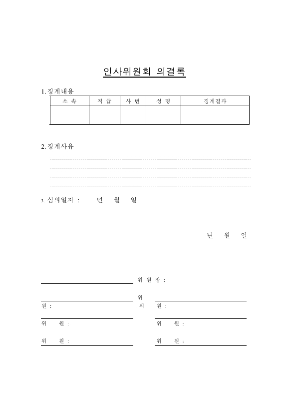 인사위원회 의결록