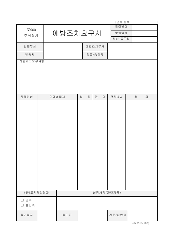 예방 조치 요구서