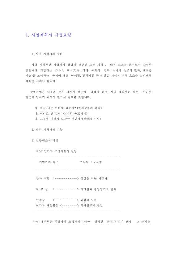 사업계획서작성요령