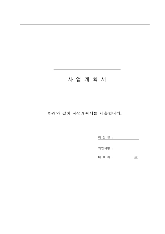 사업계획서 양식 2